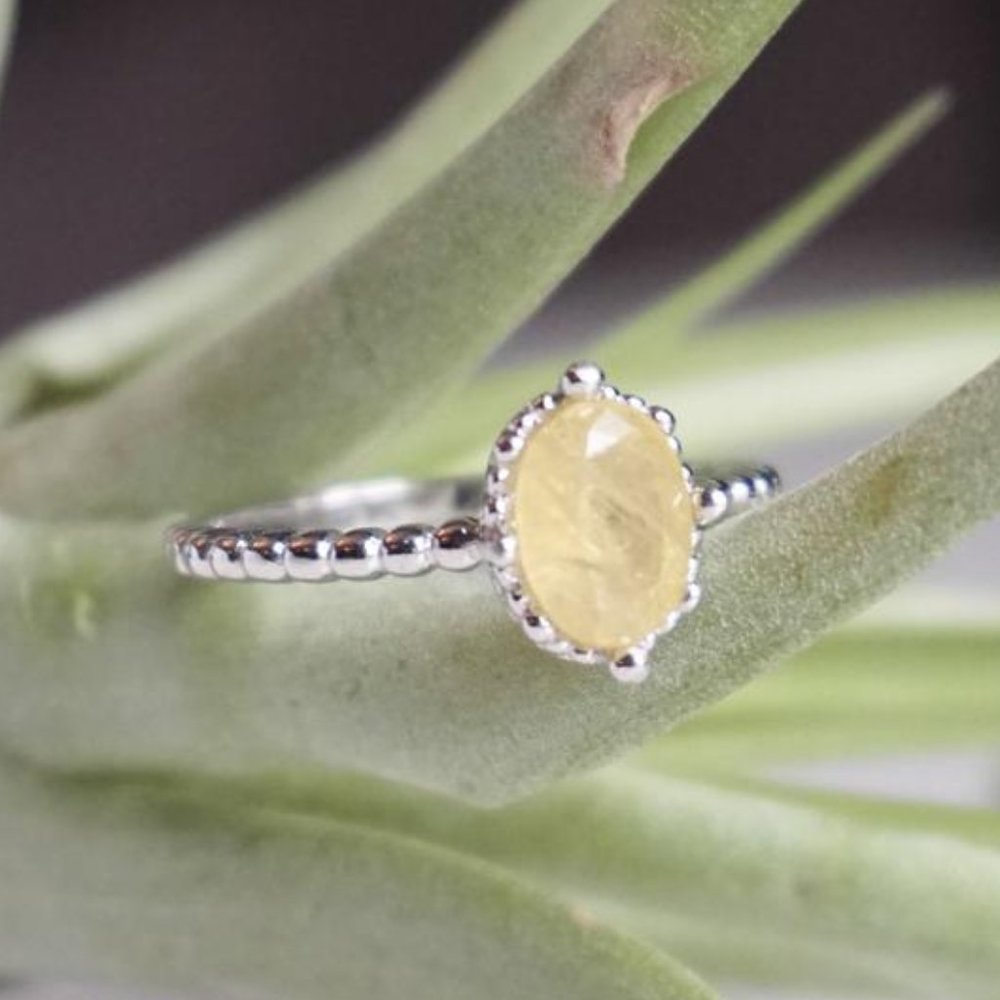 Untreated Raw Yellow Sapphire Sterling Silver Ring